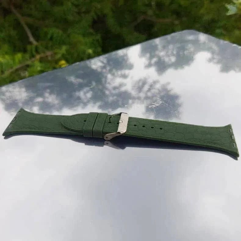 Crocodile Texture Silicone Soft Band for Apple Watch Watch Bands 42mm | 44mm | 45mm | Ultra 49mm / Midnight Green