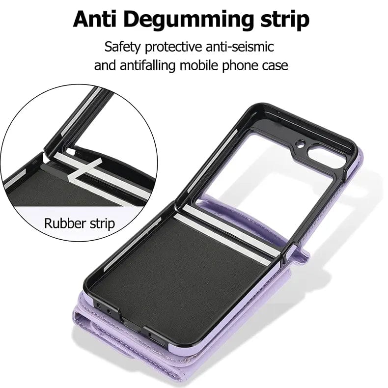 Crossbody Strap Leather Texture Case for Samsung Galaxy Z Flip 6