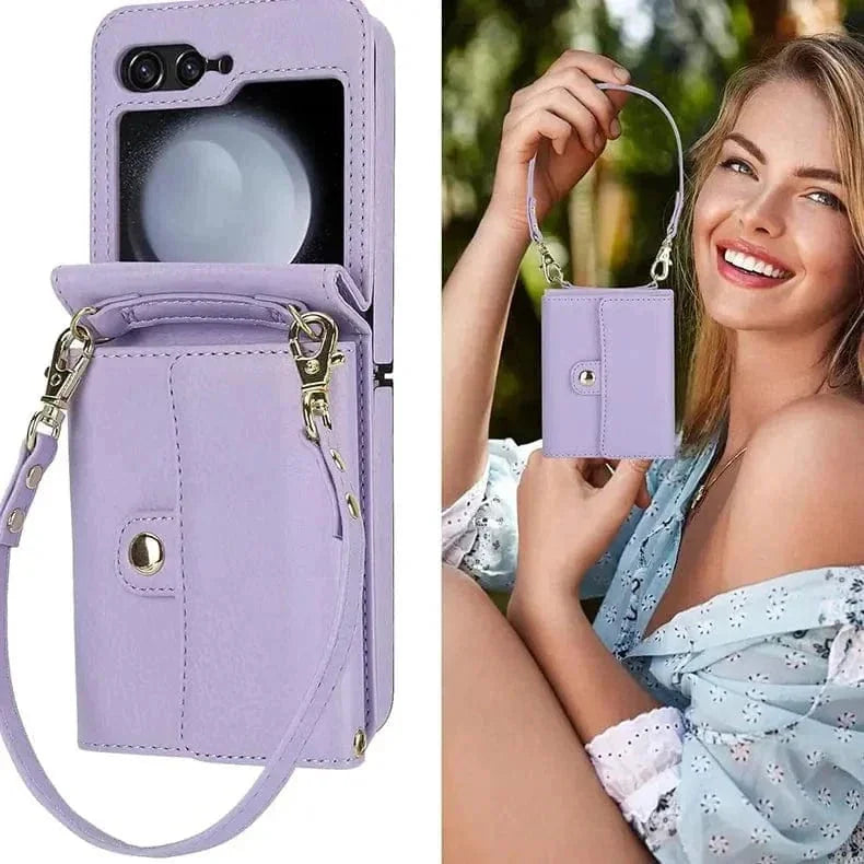 Crossbody Strap PU Leather Case for Samsung Z Flip6