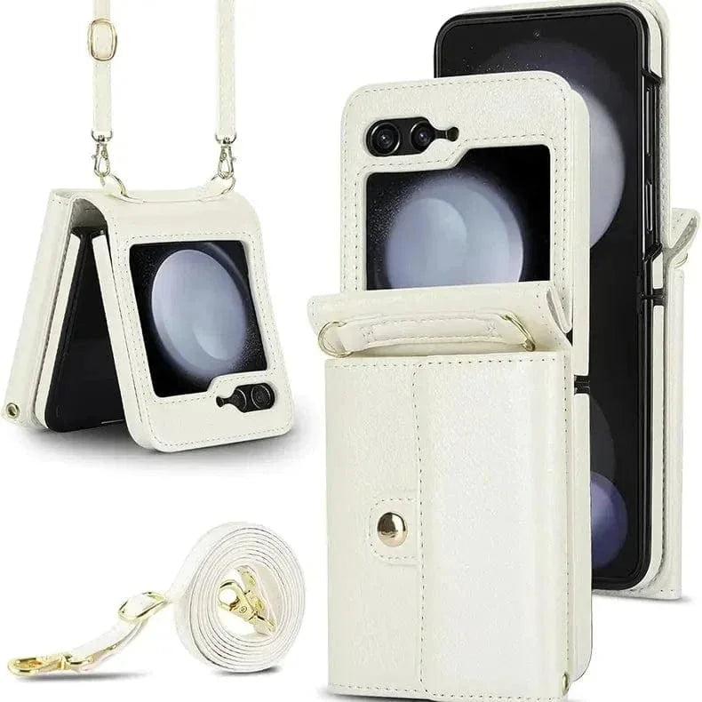 Crossbody Strap PU Leather Case for Samsung Z Flip6