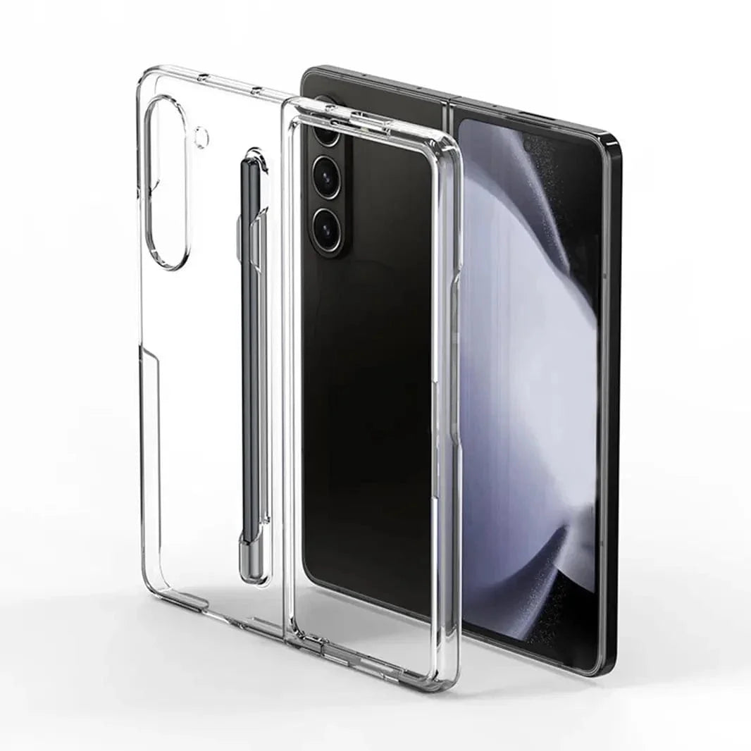 Crystal Clear Built-in Stylus Slot Hard PC Transparent Case with Pen for Samsung Z Fold7