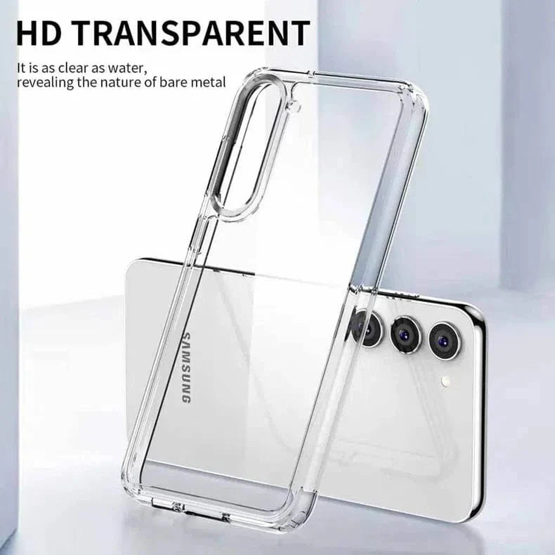 Crystal Clear Hard Back Soft TPU Edge Phone Back Case for Samsung Galaxy