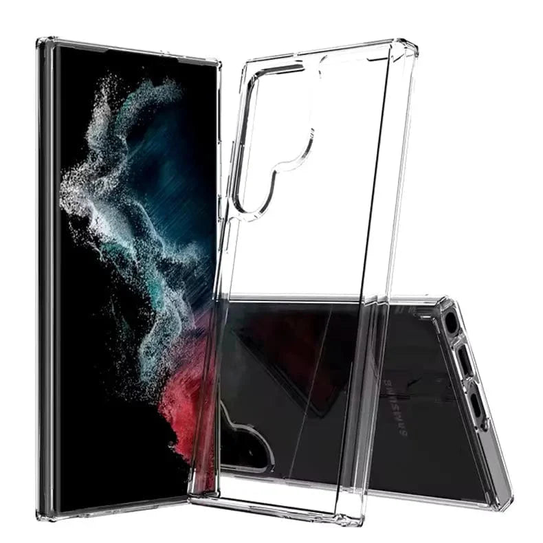 Crystal Clear Hard Back Soft TPU Edge Phone Back Case for Samsung Galaxy