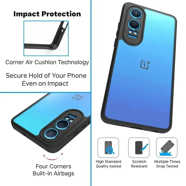 Crystal Clear Hybrid Matte Side Hard Case for OnePlus 12R 5G