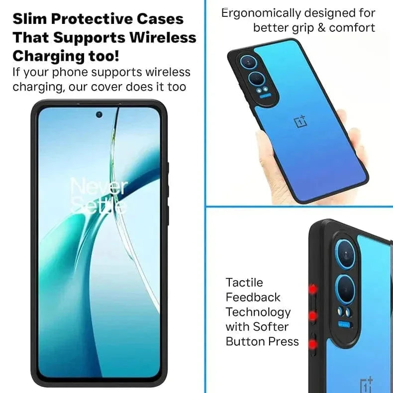 Crystal Clear Hybrid Matte Side Hard Case for OnePlus 12R 5G