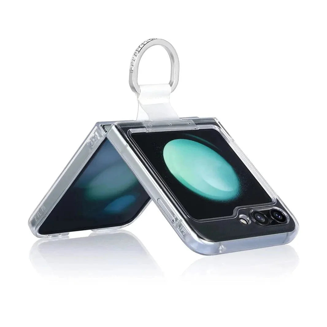 Crystal Clear PC PVC Ring Case for Samsung Z Flip5