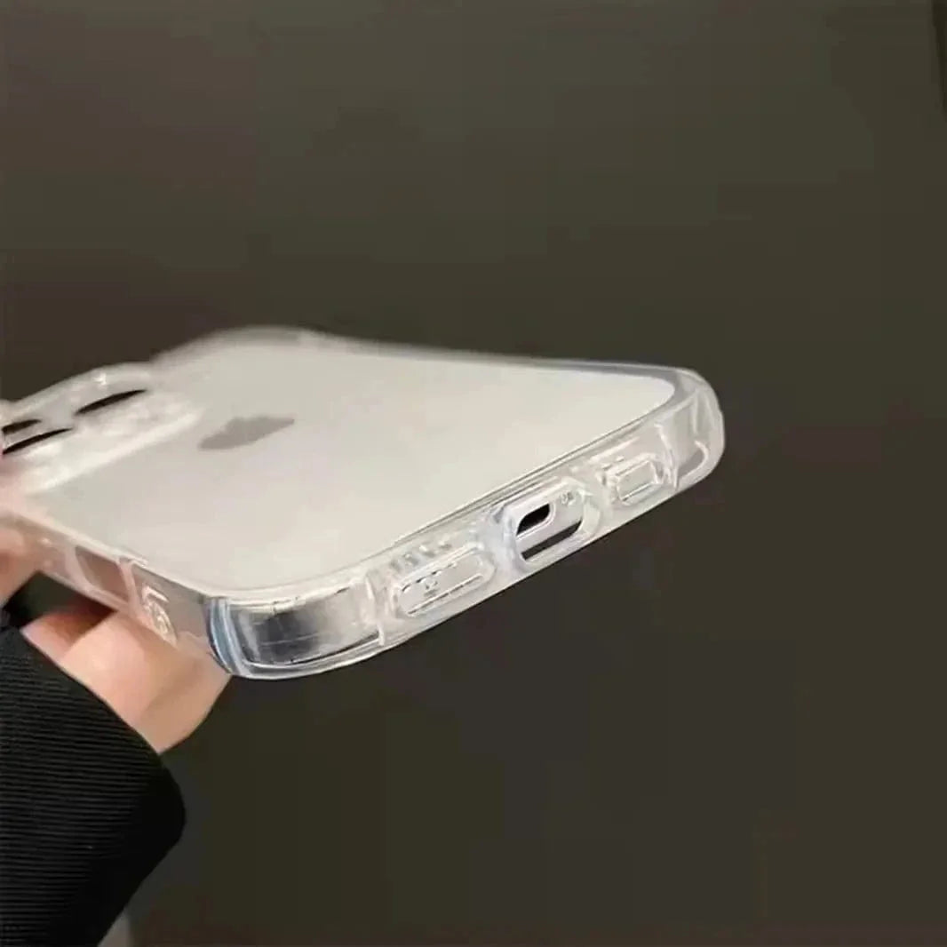 Cute 3D Cat Ears Transparent Soft TPU Case for iPhone 15