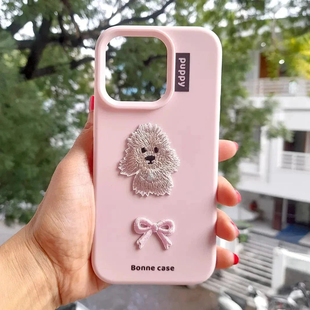 Cute 3D Embroidery Silicone TPU Case for iPhone 16 Pro