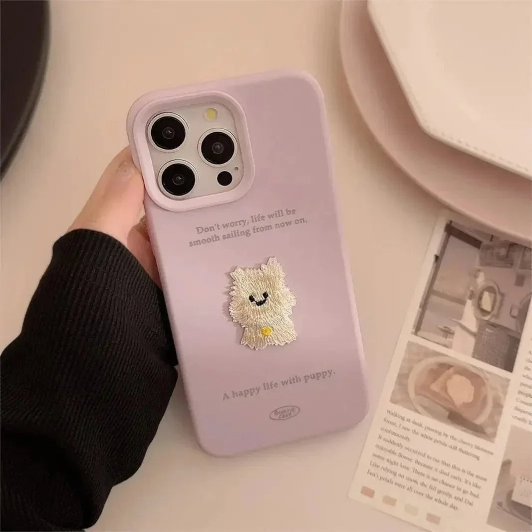 Cute 3D Embroidery Silicone TPU Case for iPhone 15 Pro