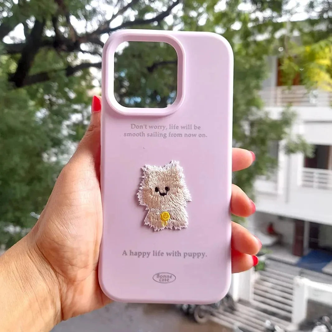 Cute 3D Embroidery Silicone TPU Case for iPhone 15 Pro Max