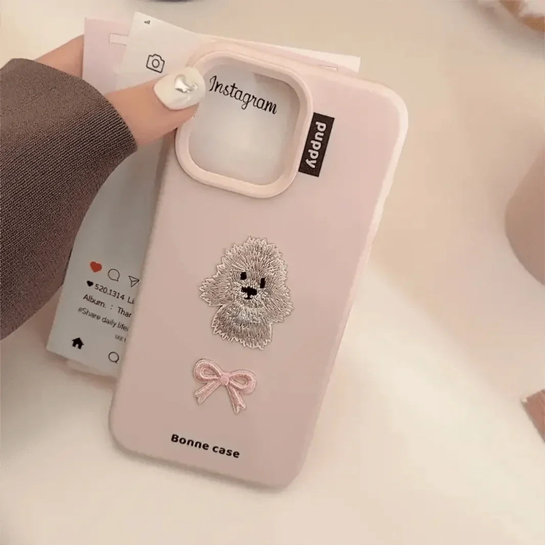 Cute 3D Embroidery Silicone TPU Case for iPhone 16 Pro