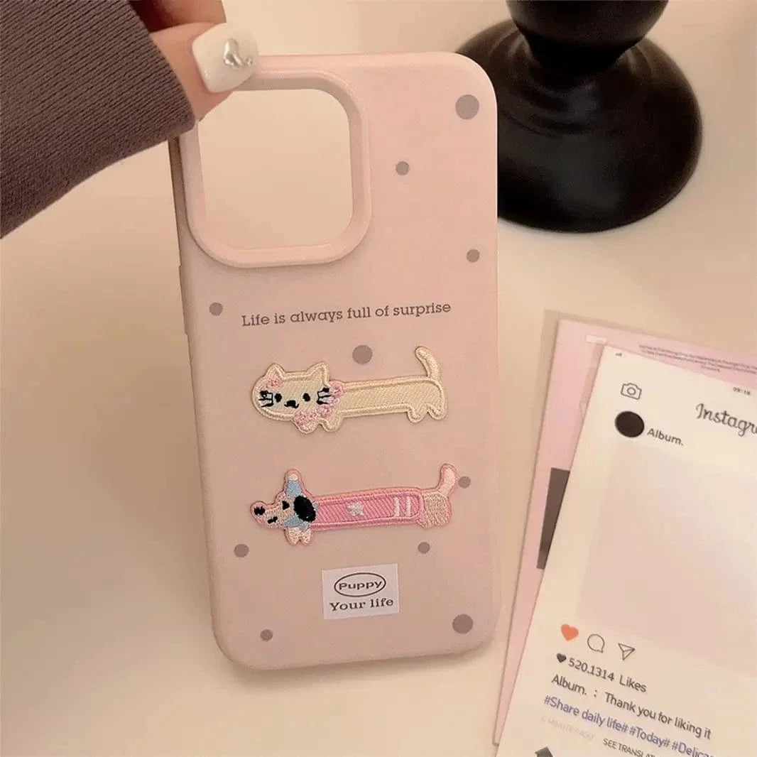 Cute 3D Embroidery Silicone TPU Case for iPhone 14