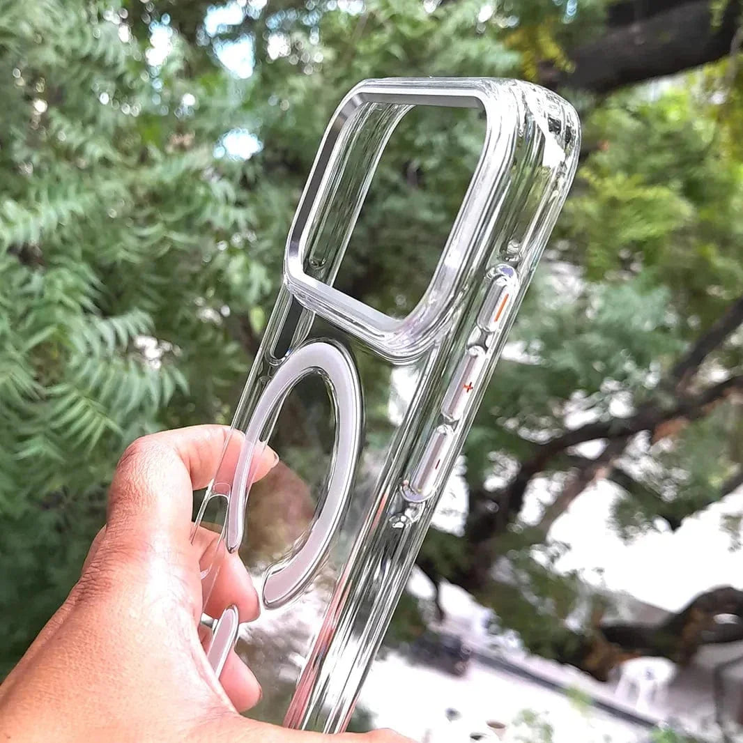 Cystal Clear Slim Metal Keys Magsafe Case for iPhone 17 Pro