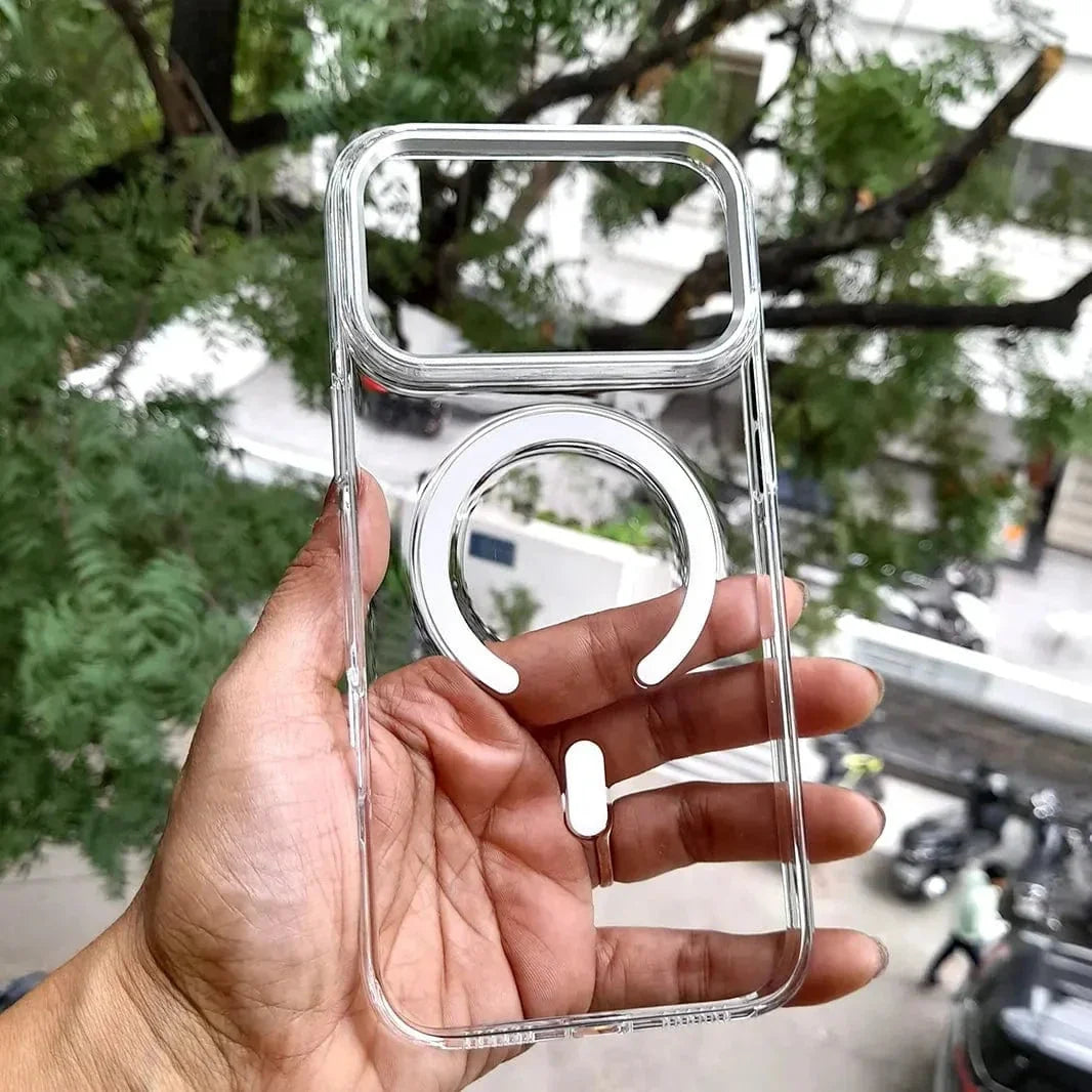 Cystal Clear Slim Metal Keys Magsafe Case for iPhone 17 Pro
