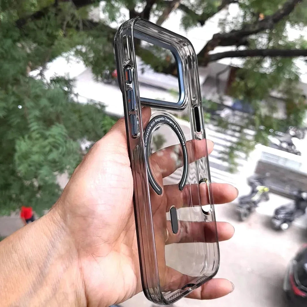 Cystal Clear Slim Metal Keys Magsafe Case for iPhone 17 Pro