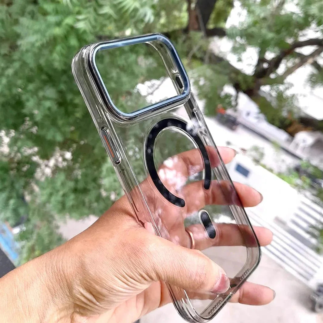 Cystal Clear Slim Metal Keys Magsafe Case for iPhone 17 Pro Max
