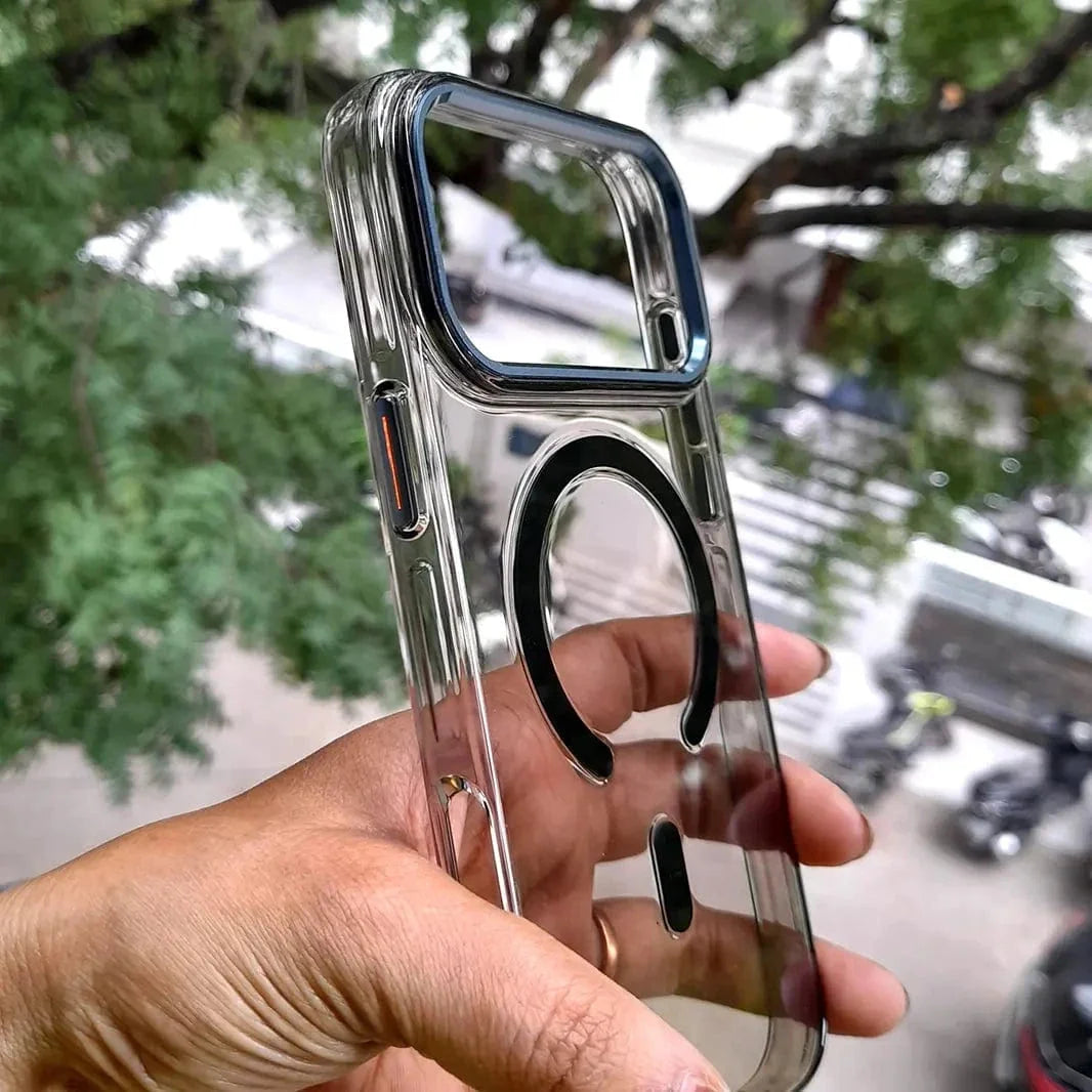 Cystal Clear Slim Metal Keys Magsafe Case for iPhone 17 Pro