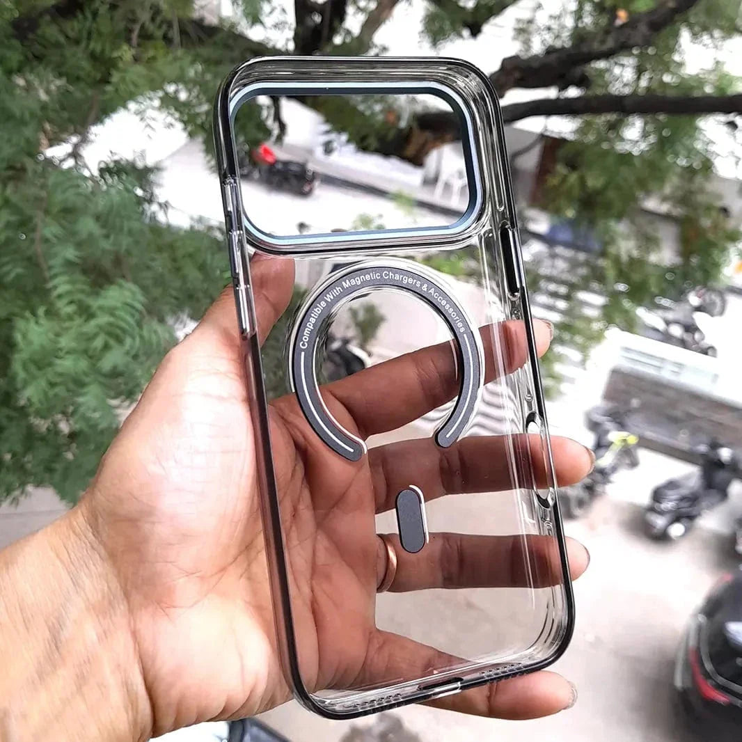 Cystal Clear Slim Metal Keys Magsafe Case for iPhone 17
