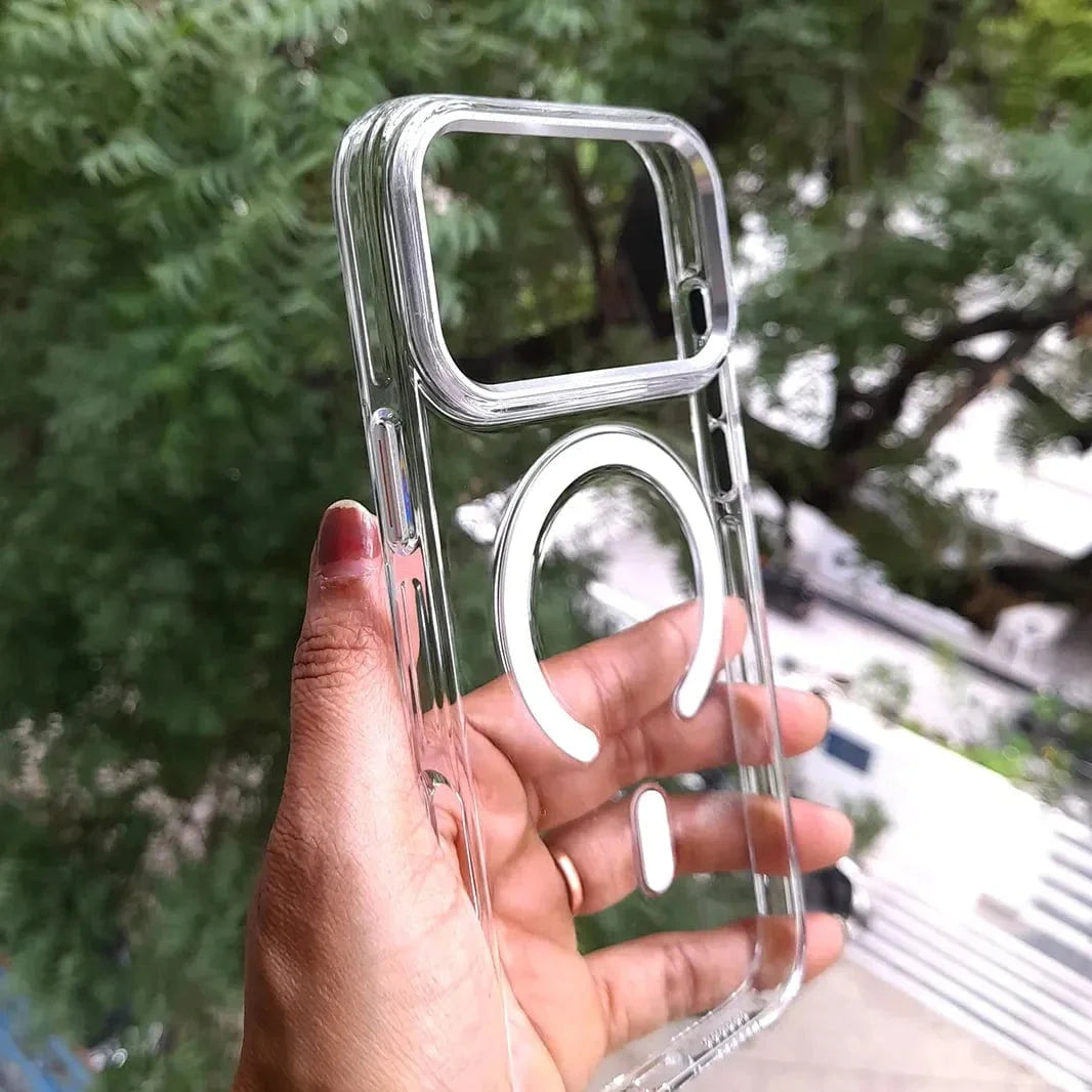 Cystal Clear Slim Metal Keys Magsafe Case for iPhone 17 Pro