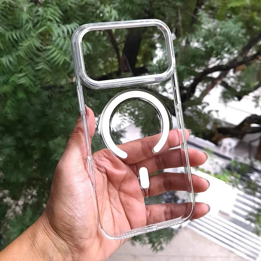 Cystal Clear Slim Metal Keys Magsafe Case for iPhone 17 Pro Max