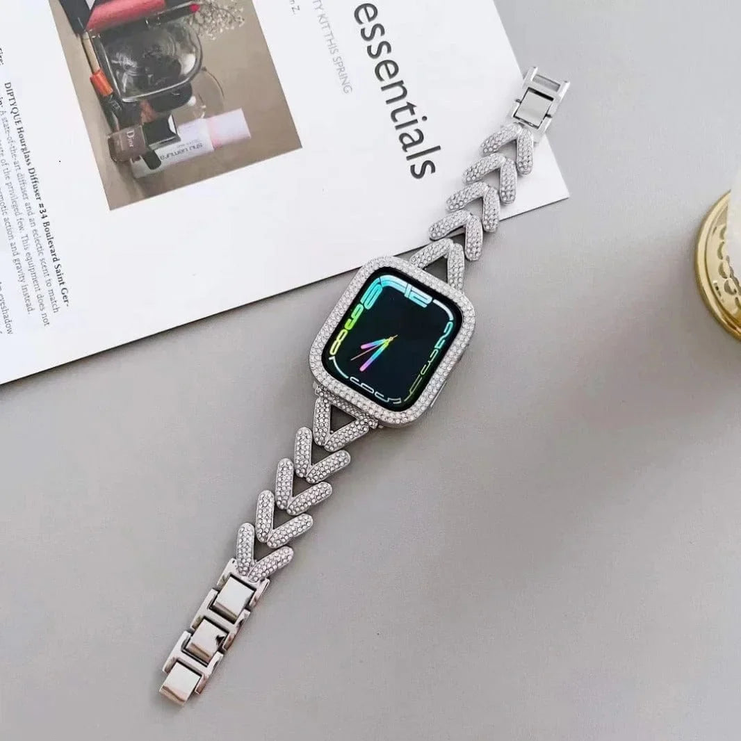 Diamond Bling Rhinestone Stainless Steel Band for Apple Watch 38 | 40 | 41 | 42mm S10