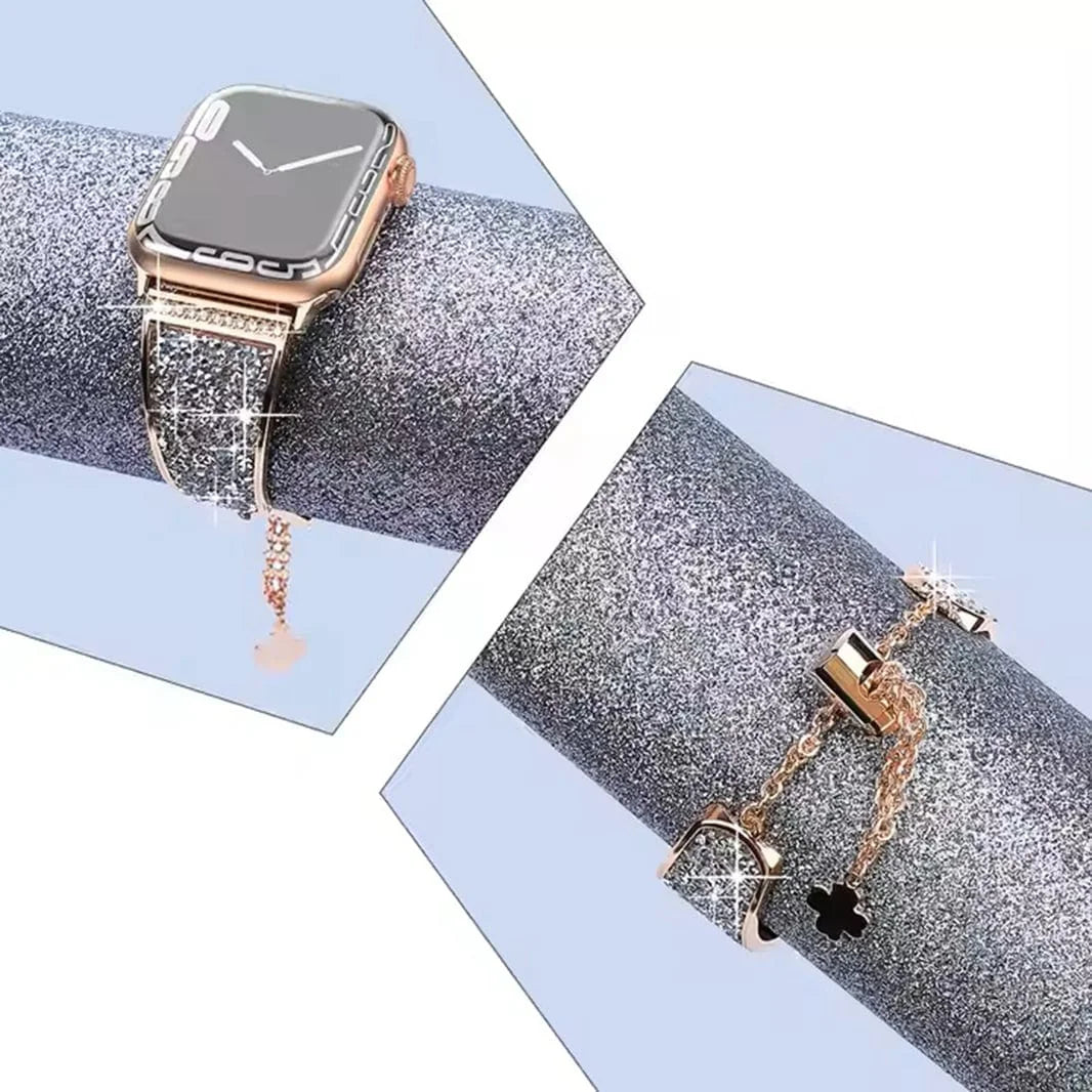 Diamond Bling Stainless Steel Cuff Bracelet for Apple Watch 38 | 40 | 41 | 42mm S10