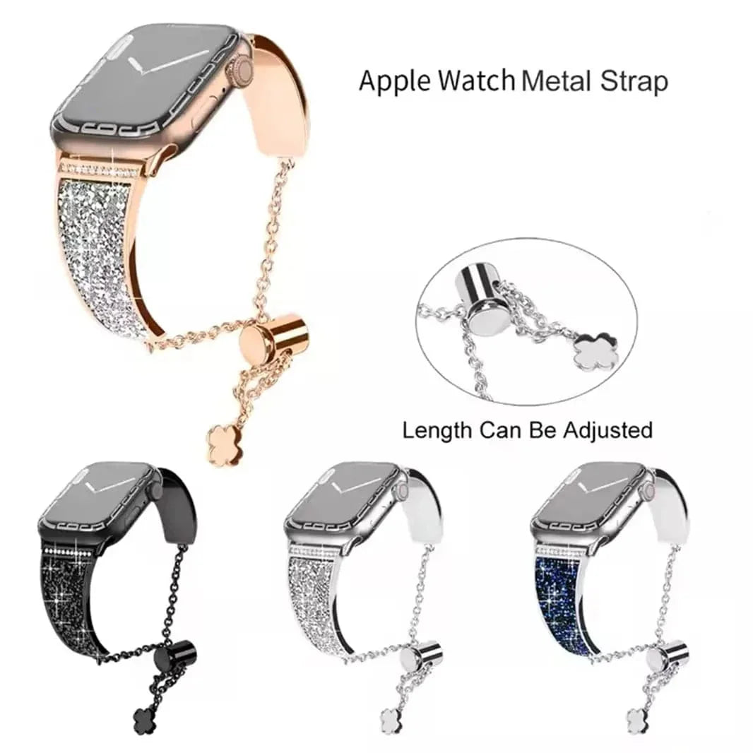 Diamond Bling Stainless Steel Cuff Bracelet for Apple Watch 42 | 44 | 45 | Ultra 49 | 46mm S10
