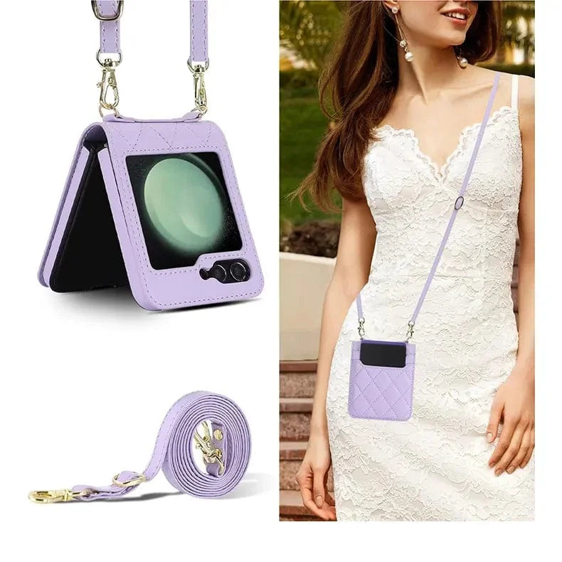 Diamond Style PU Leather Hinge Protection Case for Samsung Z Flip6