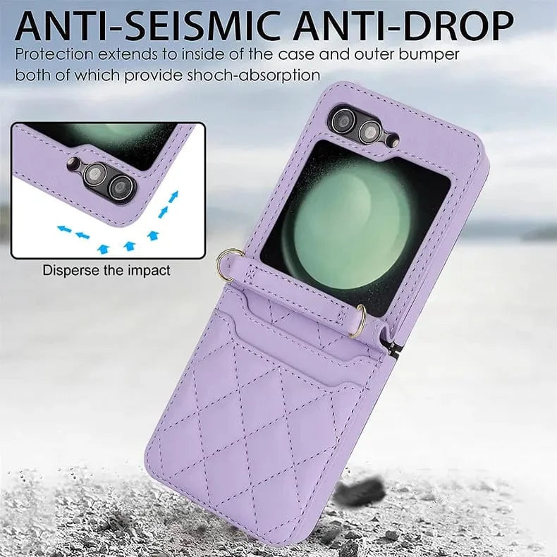 Diamond Style PU Leather Hinge Protection Case for Samsung Z Flip6