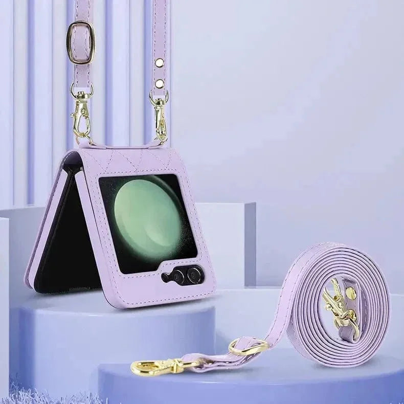 Diamond Style PU Leather Hinge Protection Case for Samsung Z Flip6