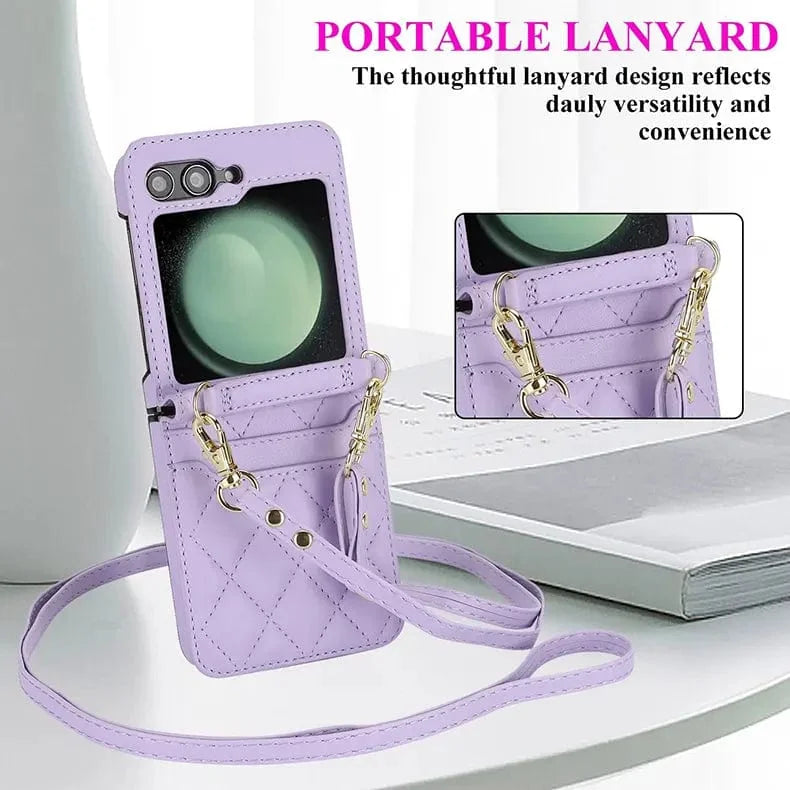 Diamond Style PU Leather Hinge Protection Case for Samsung Z Flip6