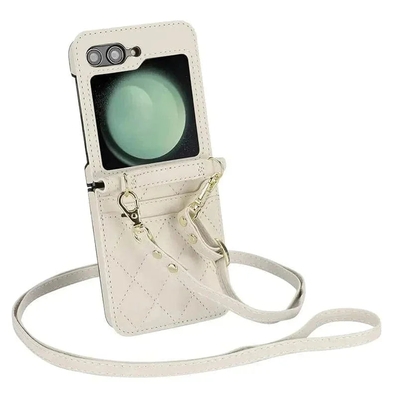 Diamond Style PU Leather Hinge Protection Case for Samsung Z Flip6