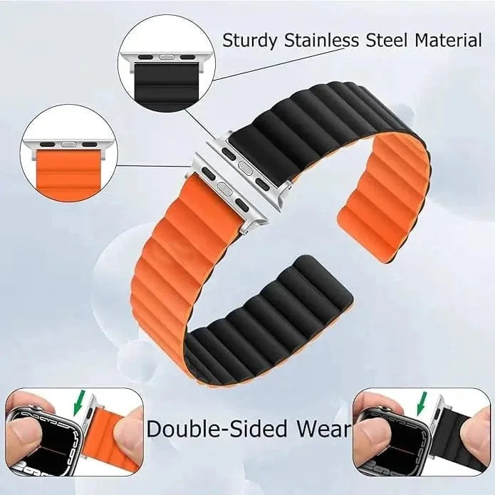 Double Sided Wearable Silicone Magnetic Loop Bands for Appe Watch 38 | 40 | 41 | 42mm S10