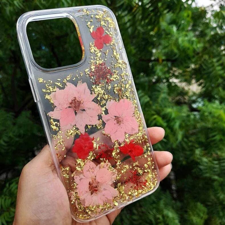 Dried Flowers Glitter Case for iPhone Back Cases