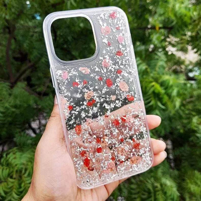 Dried Flowers Glitter Hard Case for iPhone 13