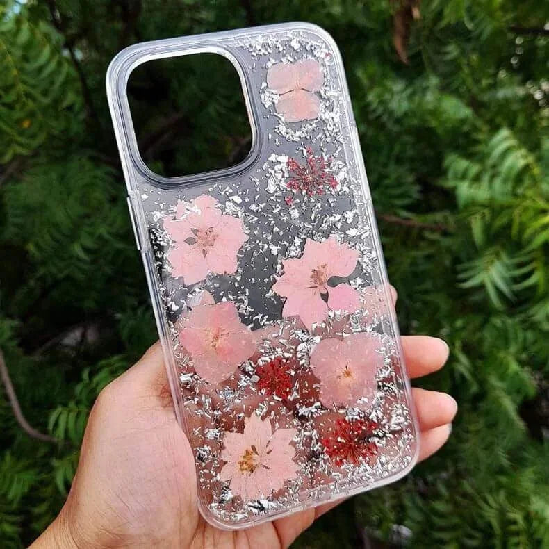 Dried Flowers Glitter Hard Case for iPhone 13
