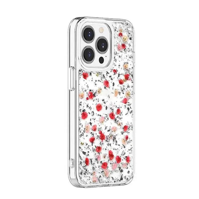 Dried Flowers Glitter Hard Case for iPhone 13 Pro