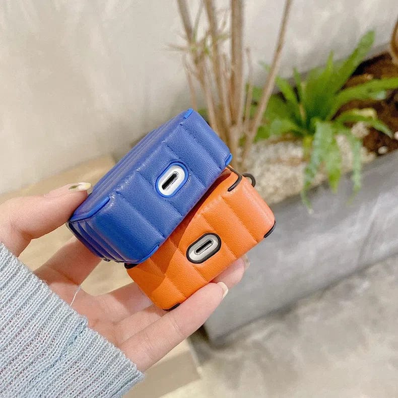 Drop Puffy Pebble Leather Dual Layer Hard Case for Apple Airpods