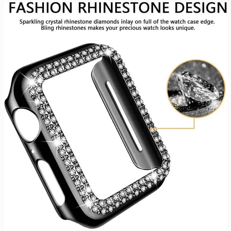 Dual Rhinestone Frame 360 Degree Hard Body Bumper for Apple Watch 40mm