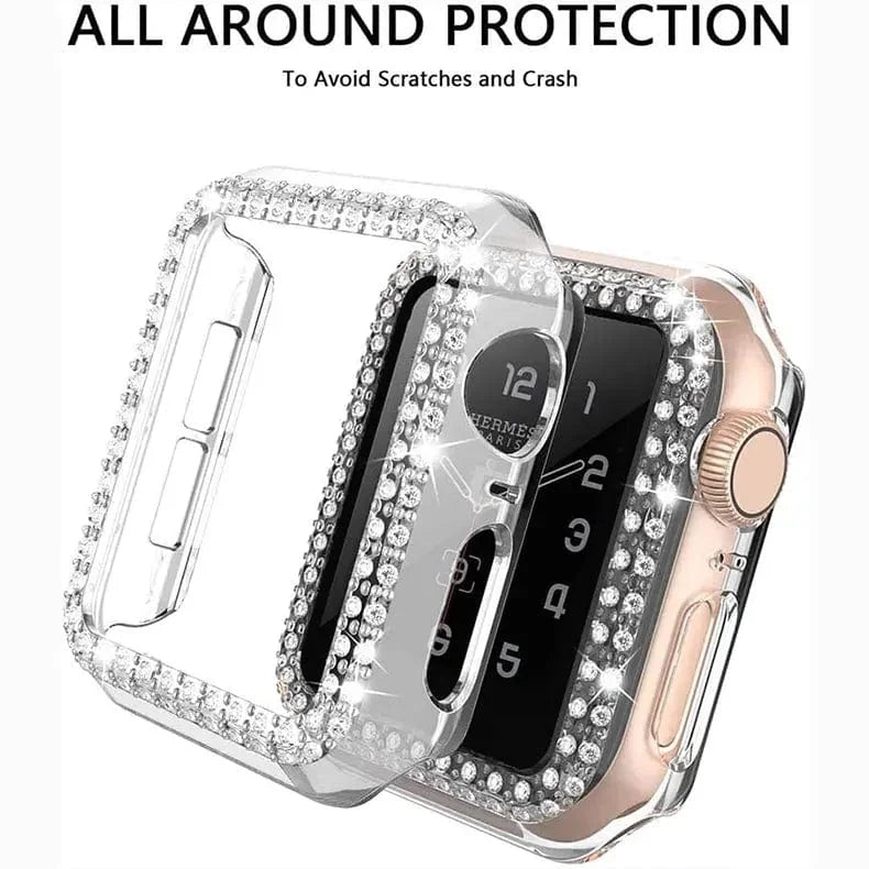 Dual Rhinestone Frame 360 Degree Hard Body Bumper for Apple Watch 41mm