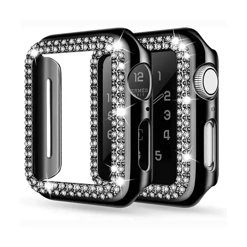 Dual Rhinestone Frame 360 Degree Hard Body Bumper for Apple Watch 41mm