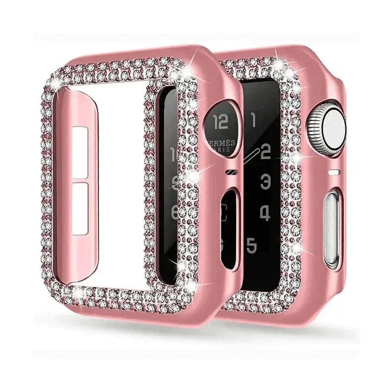 Dual Rhinestone Frame 360 Degree Hard Body Bumper for Apple Watch 41mm