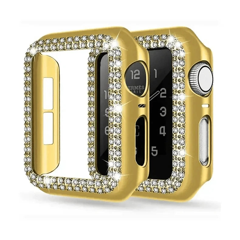 Dual Rhinestone Frame 360 Degree Hard Body Bumper for Apple Watch 45mm