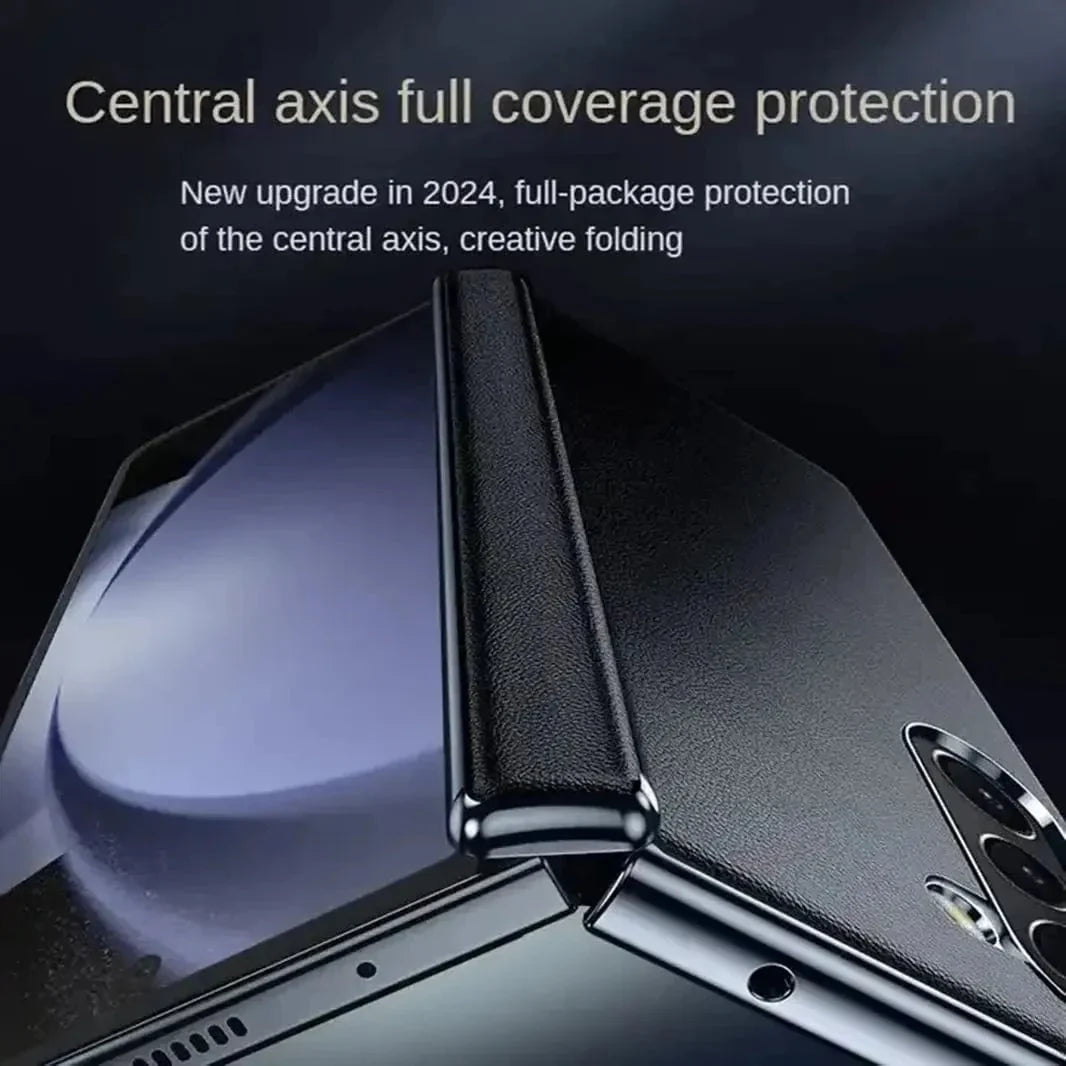 Electroplated Leather Texture Hard Back Case with Hinge Protection for Samsung Z Fold7