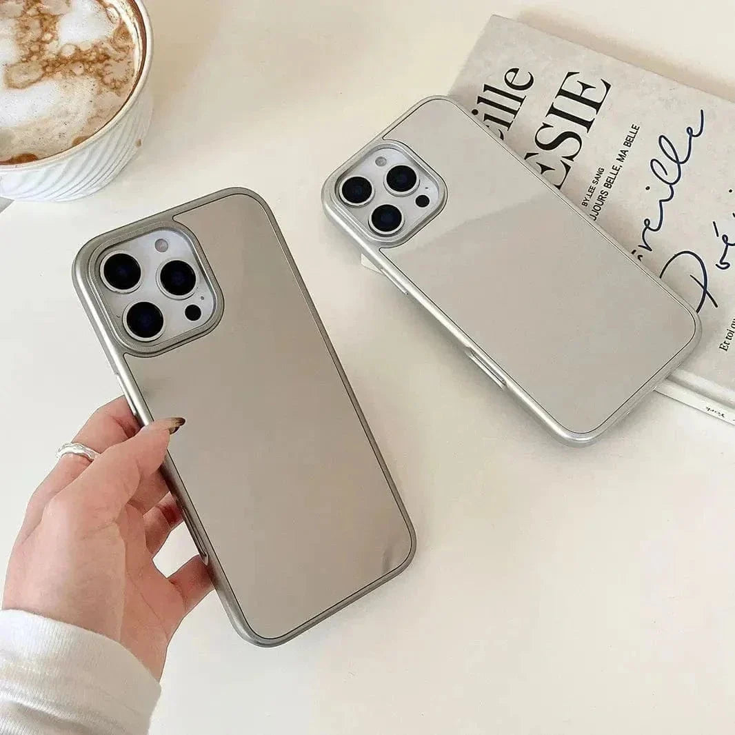 Electroplated Silver Mirror Slim Case for iPhone 15 Pro