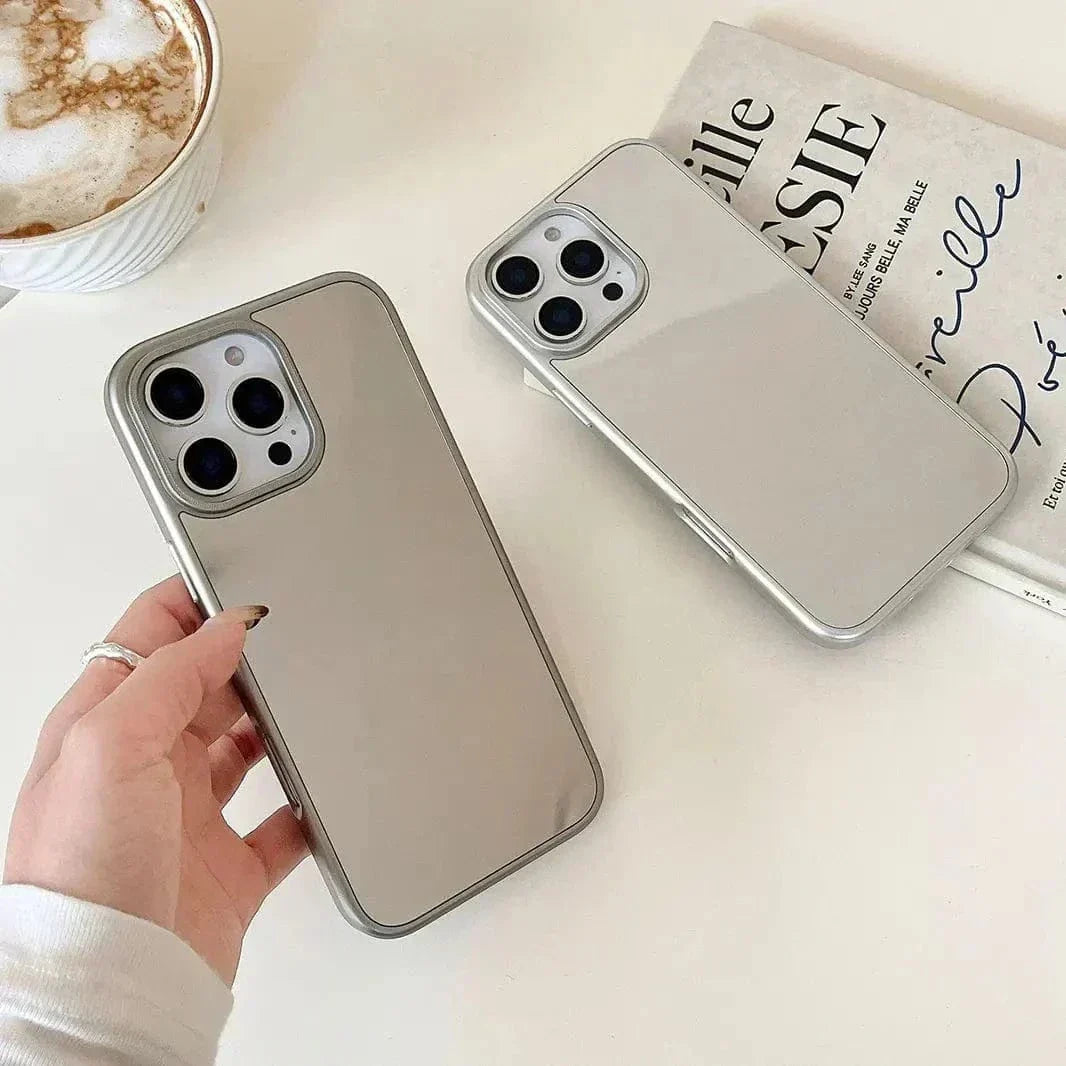 Electroplated Silver Mirror Slim Case for iPhone 16 Pro Max