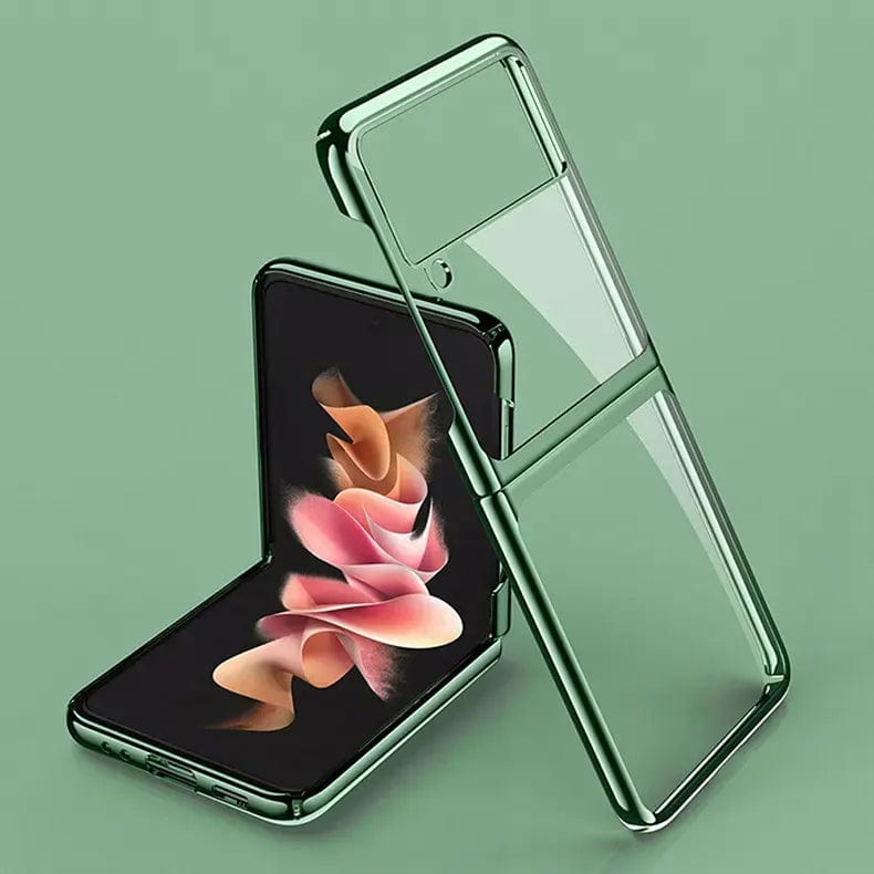 Electroplating Frame Crystal Clear Hard Phone Back Case for Samsung Galaxy Z Flip