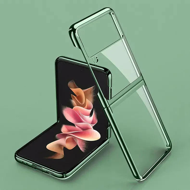 Electroplating Frame Crystal Clear Hard Phone Back Case for Samsung Galaxy Z Flip