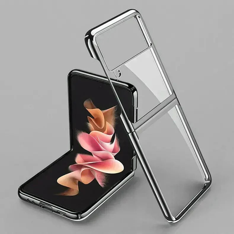 Electroplating Frame Crystal Clear Hard Phone Back Case for Samsung Galaxy Z Flip