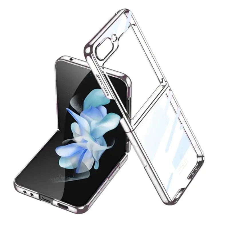 Electroplating Frame Crystal Clear Hard Phone Back Case for Samsung Galaxy Z Flip